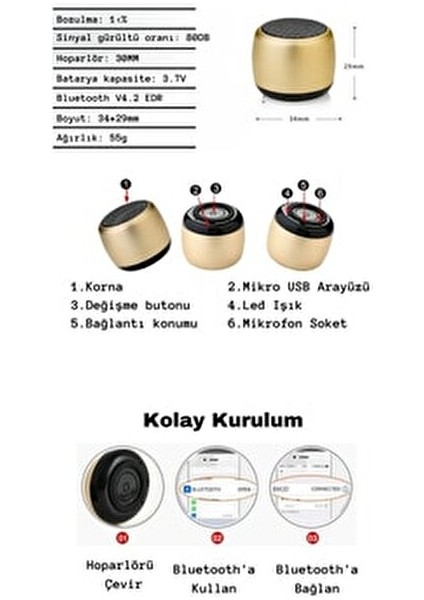 Szmaster Mini Bluetooth Siyah Hoparlör Taşınabilir Yüksek Sesli Şarjlı Hoparlör modelleri