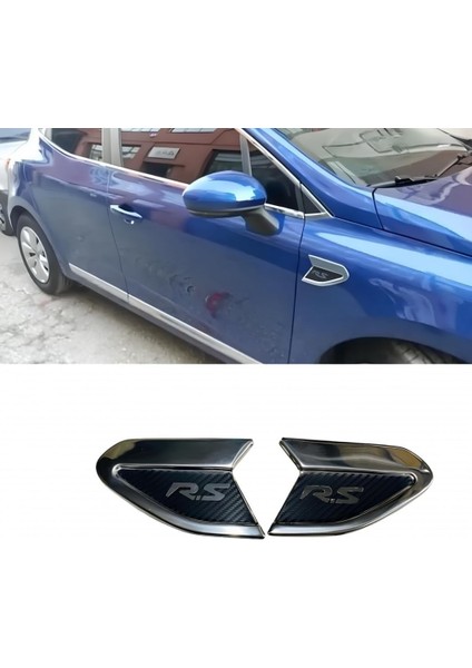 Renault Clio 5 Krom/karbon Çamurluk Arması- 2 Parça modelleri