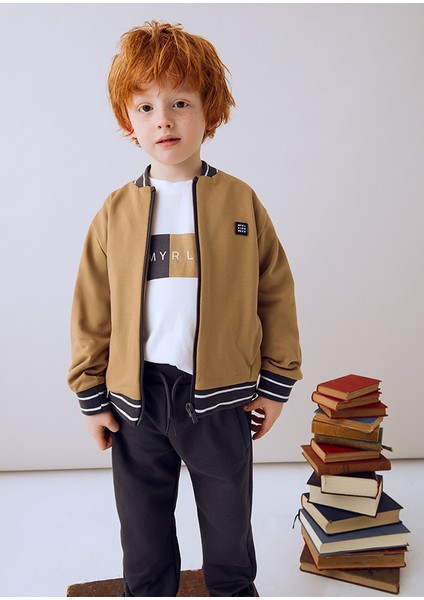 3’lü Erkek Çocuk Takım | 4-10 Yaş | Kahve Hırka + Ekru Baskılı Tişört + Antrasit Eşofman Altı fiyatları