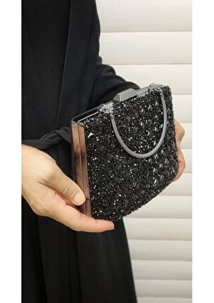 Abiye Çanta Kadın Taşlı Abiye Clutch Portföy Çanta GP1111ABİYE
