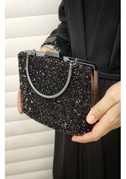 Abiye Çanta Kadın Taşlı Abiye Clutch Portföy Çanta GP1111ABİYE