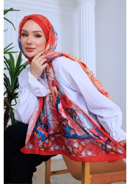 Mozaik Dokunuş Desenli Dijital Soft Şal