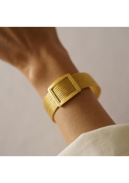 Tokalı Kalze Hasır Altın Bileklik