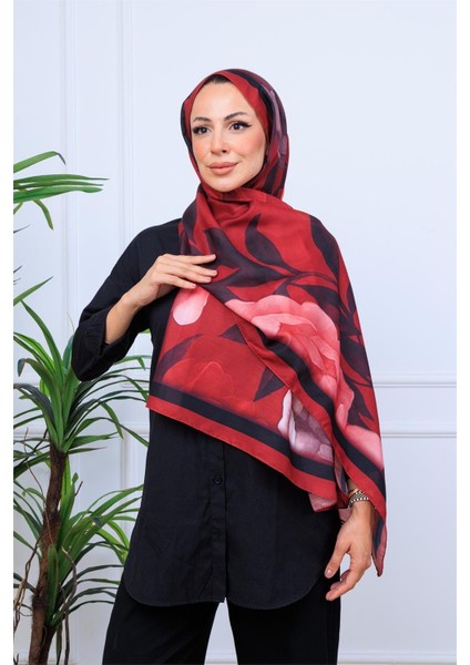 Modern Suluboya Çiçek Desenli Dijital Soft Şal