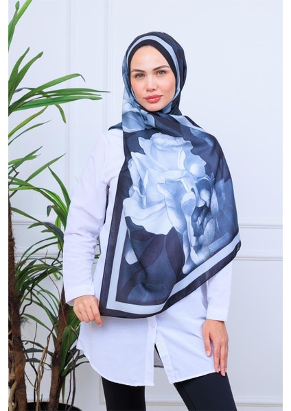 Modern Suluboya Çiçek Desenli Dijital Soft Şal