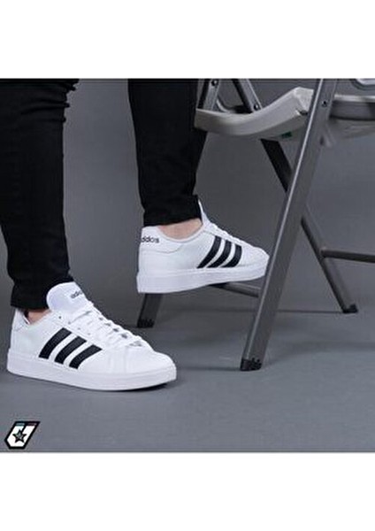 Grand Court Base 2 0 Kadın Günlük Sneaker Hakiki Deri Düz Taban Beyaz Renk