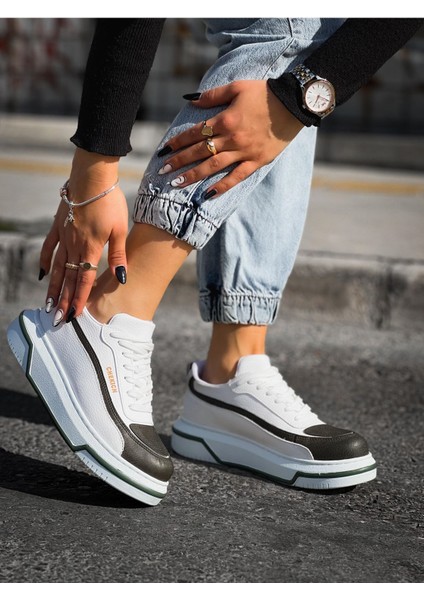 Signature Line Up Erkek Bağcıklı Sneaker Haki Beyaz