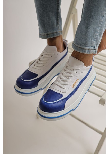 Signature Line Up Erkek Bağcıklı Sneaker Sax Beyaz