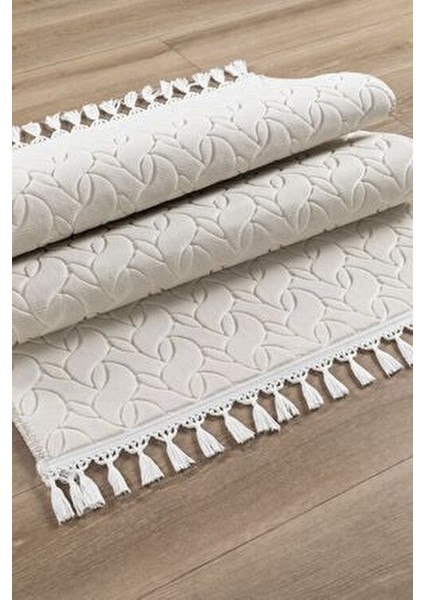 Oslo Premium Vl Yıkanabilir Kaymaz Tabanlı Saçaklı Kesme Rulo Halı Yolluk Krem 4001 modelleri