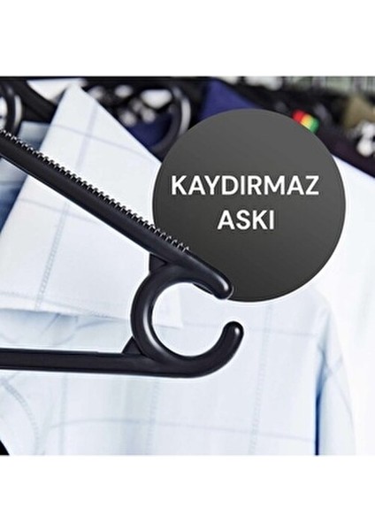 Plastik Elbise Askısı Siyah 12 Adet Kaymaz Askı fiyatları