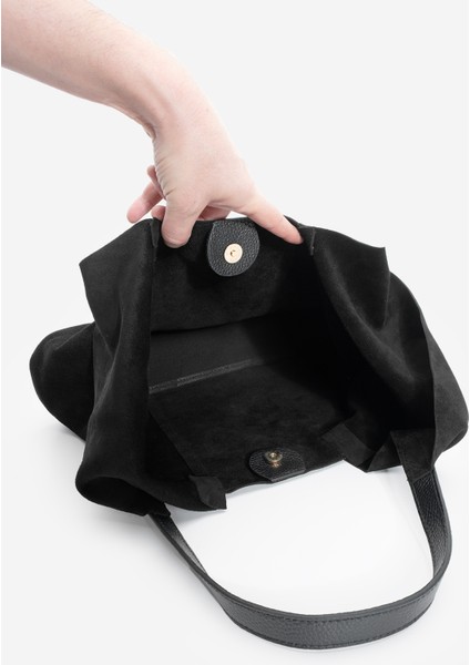 Kadın Hakiki Deri Shopper Içi Çantalı Düğme Kapama Omuz Çantası Filun