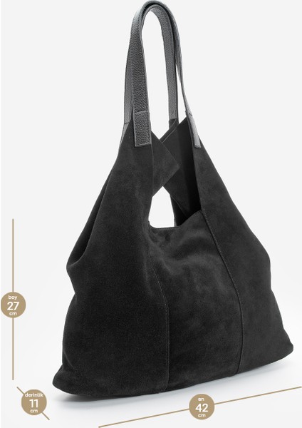 Kadın Hakiki Deri Shopper Içi Çantalı Düğme Kapama Omuz Çantası Filun