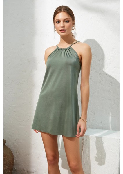 Halter Biyeli Çıkarılabilir Kaplı Merry Elbise Mayo