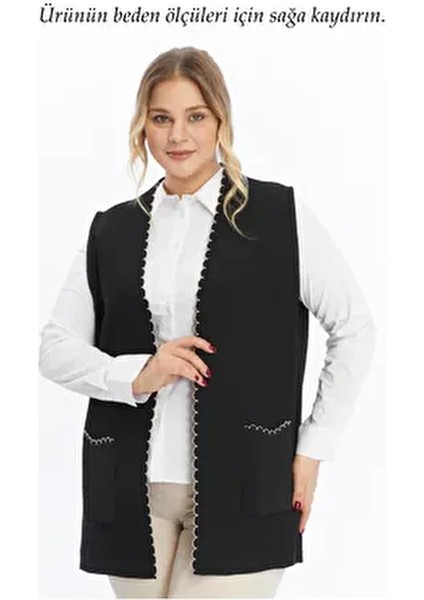 Triko Çelik Örgü Mevsimlik Kadın Siyah Tüylenmez Anne Siyah Yelek