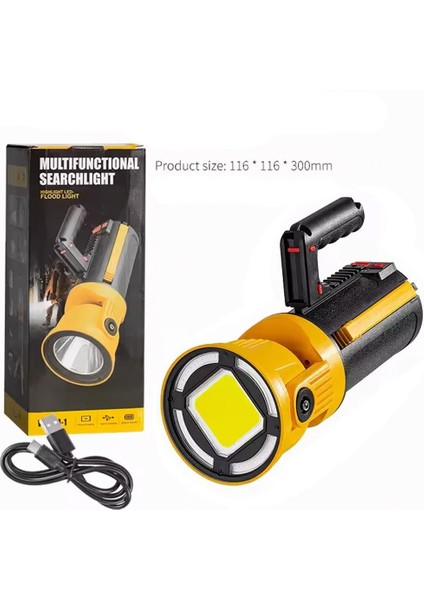 MX-W5164-3 Kırmızı Mavi Çakarlı Cob Ledli Şarjlı Kamp El Feneri Işıldak fırsatları