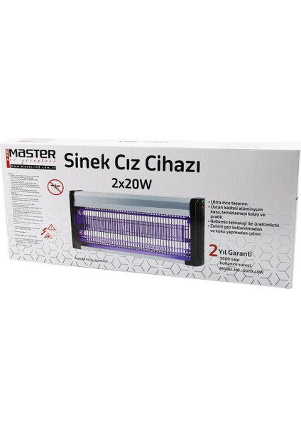 40W Lüx Kasa - Beyaz Kutu 2X20W Sinek Öldürücü Cız Makine Sd-70 (4989)
