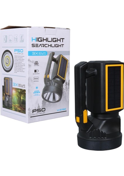 W5192 Solar Şarjlı El Feneri Uzun Mesafe Işıldak fırsatları