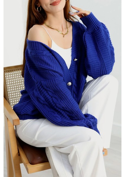 Saks Mavi Renk Balon Kol Triko Hırka fırsatları