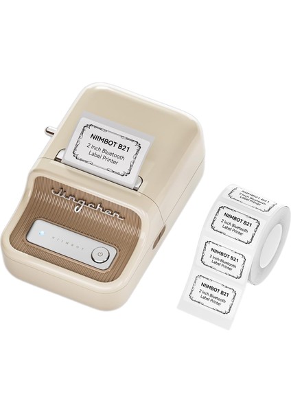 B21 Pro Bluetooth Taşınabilir Termal Etiket Yazıcı - Krem (300DPI) fiyatları