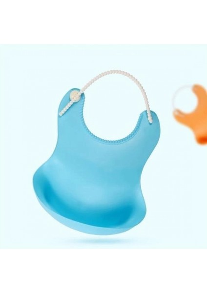 Çocuk Bebek Mama Önlüğü Dökülme Engelleyici Bükülebilir Mavi