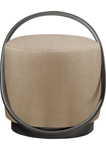 Loop Serisi Puf, Metal Halkalı Puf, Makyaj Oturağı ,puf Bench Montajsız Oturak Siyah Metal Ayaklı