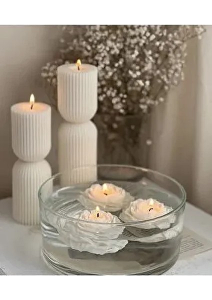 Yüzen Gül Şakayık Kokulu Mumlar, Suda Ya Da Normal Kullanım 3 Adet