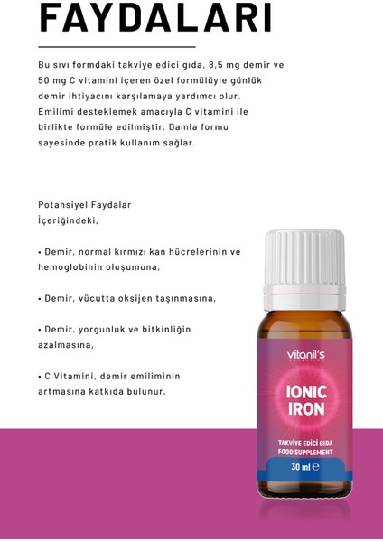 Demir Damlası ( Demir ve C Vitamini) 30ML fiyatları