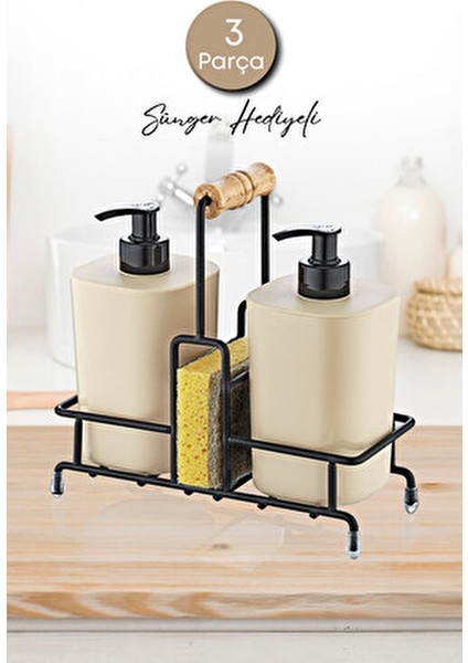 Grimor Banyo Aksesuarları Metal Standlı Krem Begonya Sabunluk Seti Suya Dayanıklı Plastik