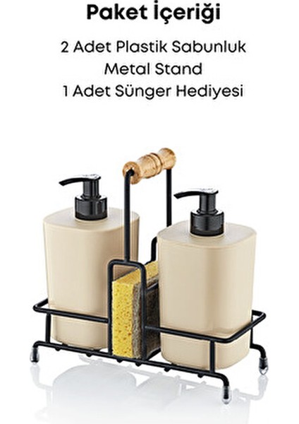 Grimor Banyo Aksesuarları Metal Standlı Krem Begonya Sabunluk Seti Suya Dayanıklı Plastik fırsatları