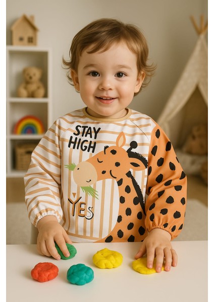 Unisex Bebek 0-36 Ay Cepli Uzun Kollu Aktivite Hobi Mama Önlüğü