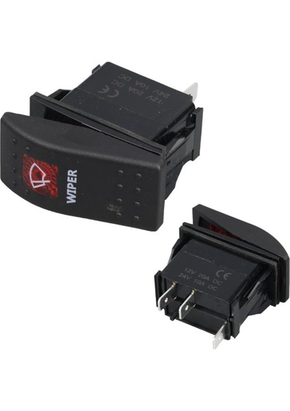 Silecek Sembollü Işıklı 3 Pinli On-Off 12-24V Marin Switch