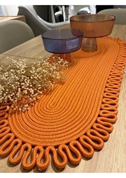 Turuncu Galaxy Doğal Jüt, Desenli, Hasır, Amerikan Servis, Masa, Sehpa Örtüsü Runner. 30X80