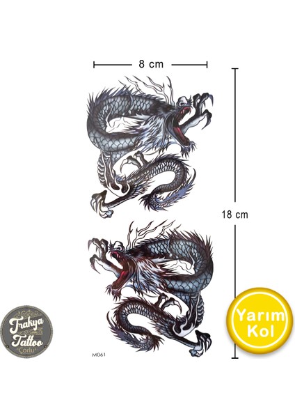 Geçici Dövme 1-2 Hafta Kalıcı Ejderha