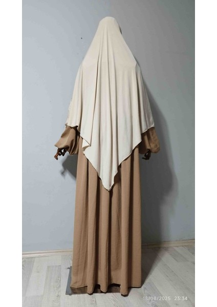 Maksi Boy Sandy Sufle Khimar Hazır Hijab Eşarp Ten Rengi fiyatları