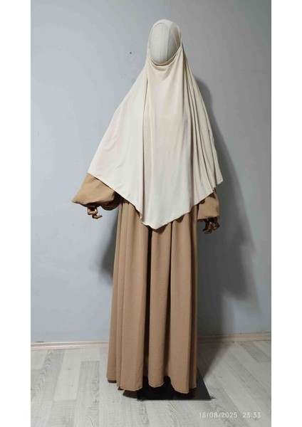 Maksi Boy Sandy Sufle Khimar Hazır Hijab Eşarp Ten Rengi modelleri