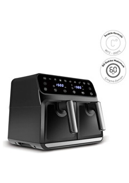 Xxxl 4+4 Litre Çift Hazne Dijital Kullanım 7 Pişirme Modu -Makinede Yıkanabilir Airfryer fiyatları