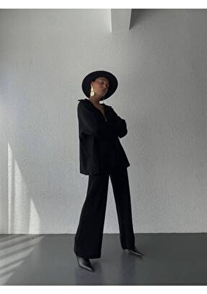 Örgü Detaylı Oversize Kazak Pantolon Takım Kadın Tüm Sezonlar İçin Şık ve Rahat