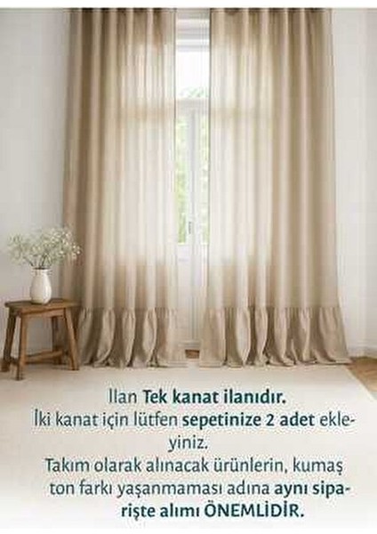 Home Art Atelier Fırfırlı Vintage Keten Fon Perde Bej Renkli Tek Kanat Pilesiz Tasarım fırsatları