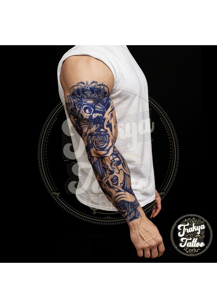 Yarı Kalıcı Dövme Geçici Tam Kol Kuru Kafa Gül Dövme fiyatları