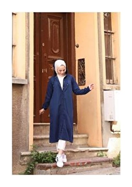 Denim Kapşonlu Kap- Denin Pardesü Mavi- fiyatları