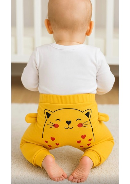 Pamuklu Kulaklı Kedi Baskılı Tek Alt Eşofman Pijama fiyatları