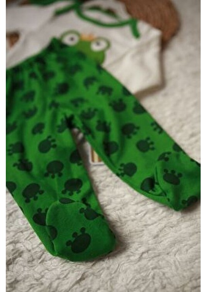 Minibird Bebek Kurbağa Baskılı Body Zıbın Seti Unisex 0-6 Ay İçin Eğlenceli Tasarım modelleri