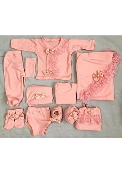 Hastane Çıkışı 10'lu Pamuklu Dantel Detaylı Fiyonklu Set Kadın Temalı