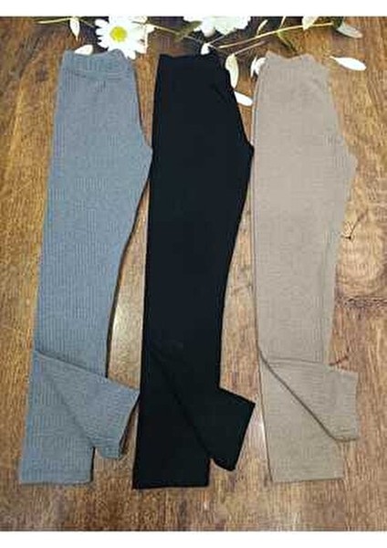 Fitilli Şardonlu Çocuk Tayt 3'lü Takım