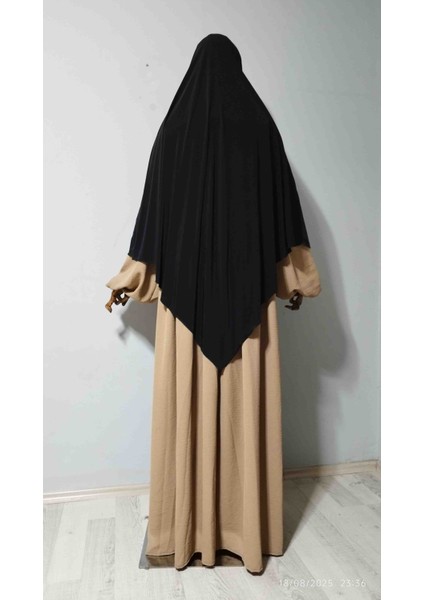 Maksi Boy Sandy Sufle Khimar Hazır Hijab Eşarp Siyah fiyatları