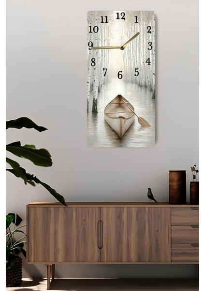 Kayık ve Orman Manzaralı Uv Baskı Mdf Tablo Saat 30X60 cm – USD191 fiyatları
