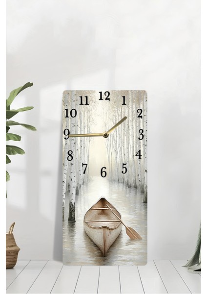 Kayık ve Orman Manzaralı Uv Baskı Mdf Tablo Saat 30X60 cm – USD191 modelleri