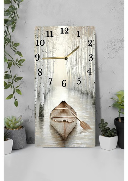 Kayık ve Orman Manzaralı Uv Baskı Mdf Tablo Saat 30X60 cm – USD191