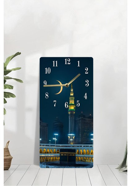 Kâbe ve Hilal Manzaralı Uv Baskı Mdf Tablo Saat 30X60 cm – USD190 modelleri