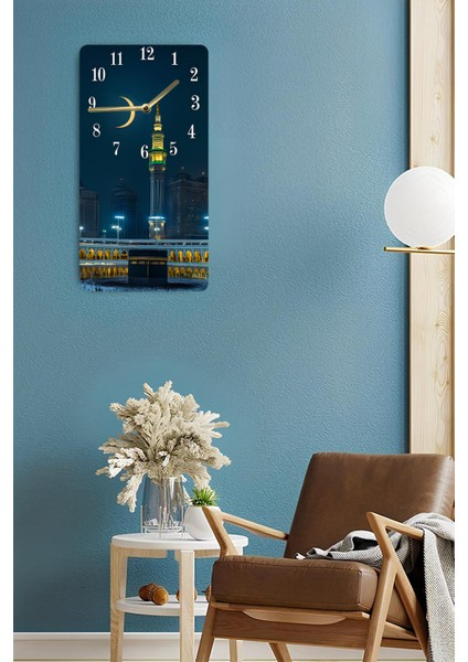 Kâbe ve Hilal Manzaralı Uv Baskı Mdf Tablo Saat 30X60 cm – USD190 fırsatları